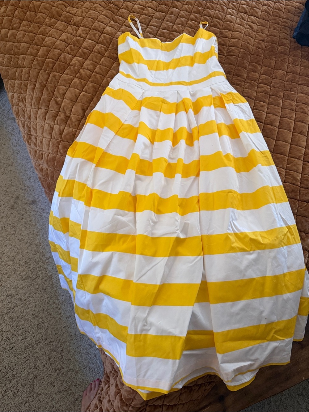 Yellow and White Striped Sundress